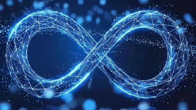 Abstract digital illustration of an infinity symbol, representing concepts of technology and connection.