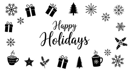 Black Happy Holidays Greeting Card Design. © Dzaki_Mahir