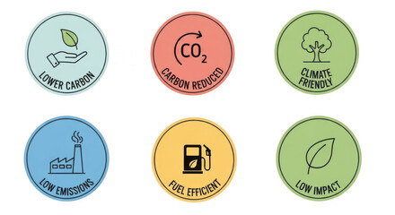 Fototapeta premium Set of colorful circle icons with environment and energy symbols isolated png