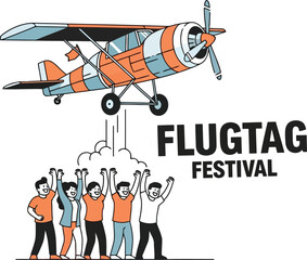 Vintage Biplane Illustration for Flugtag Festival Poster Design © Robert