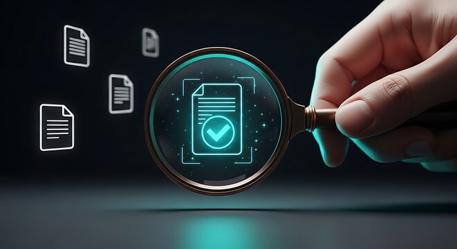 Digital document verification using a magnifying glass for accuracy and security