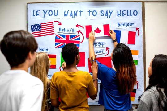 Diverse students learning languages.