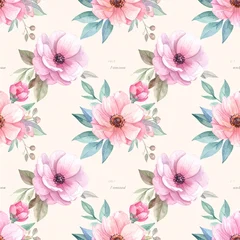 Elegantes Aquarell-Blumenmuster mit handgemalten Blüten und zarten Blättern © Silvia Bogdanski