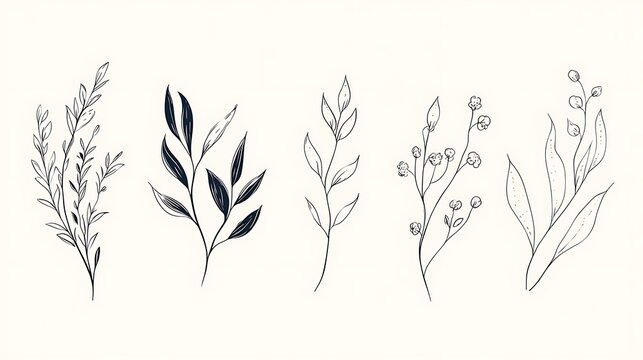 Leaf silhouettes, vector collection, diverse leaves shapes, nature elements. Ideal for eco friendly brand aesthetics, botanical illustrations, educational materials, artistic designs, decorations.