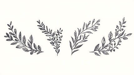 Obraz premium Leaf silhouettes, vector collection, diverse leaves shapes, nature elements. Ideal for eco friendly brand aesthetics, botanical illustrations, educational materials, artistic designs, decorations.