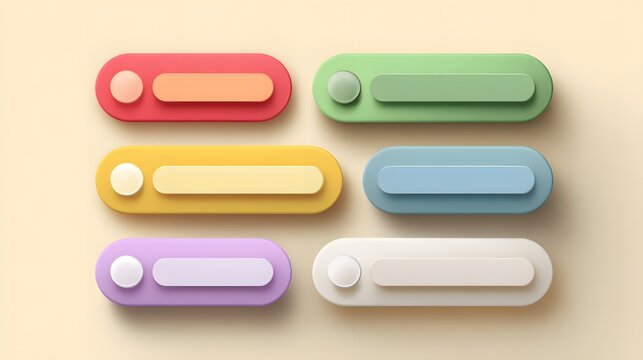 A collection of colorful toggle switches on a soft beige background