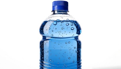 Naklejka premium A clear plastic bottle is filled with vibrant blue liquid showcasing condensation high quality professional detailed