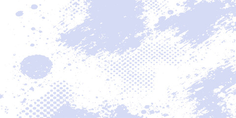 Obraz premium Abstract light purple ink splatter texture with halftone dot pattern overlay on a white background