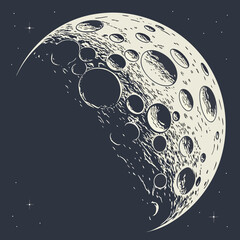 Moon with craters and texture in space black and white © Kholil