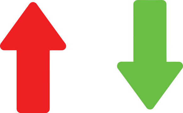 Contrasting upward and downward arrows in red and green colors Vector