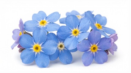 Obraz premium Forget me not flowers with blue petals and yellow centers isolated on white background for decoration