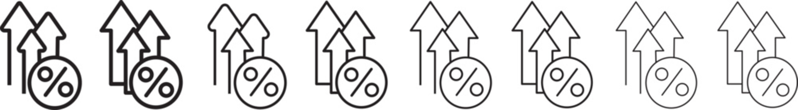Increasing percent icon. Vector illustration design. Cost increase vector flat icons. Money increase vector icons