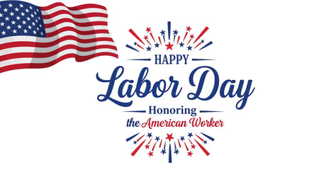 Obraz premium American workers celebrate Labor Day with patriotic flag and fireworks display