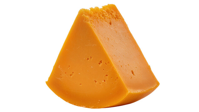 Vibrant orange cheddar cheese wedge, freshly cut and ready to eat, a delicious dairy product isolated for culinary designs and food advertisements PNG