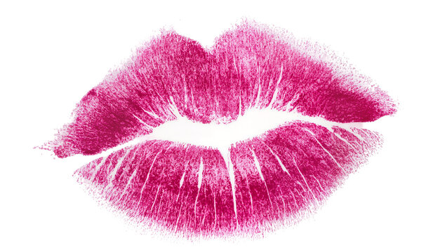 Vibrant pink lipstick kiss mark imprint, isolated on transparent background, perfect for beauty, romance, and Valentine s Day designs PNG