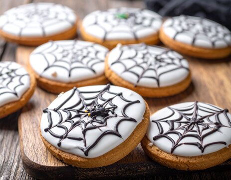 Halloween Kekse mit Spinnennetz