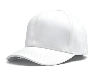 Fototapeta premium A clean, white, plain baseball cap on a white background