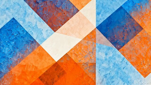 Abstract geometric pattern with orange blue and white