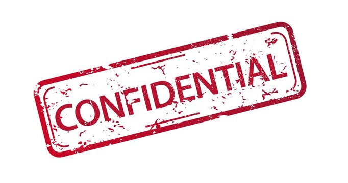Red Confidential stamp appears diagonally across white background. Ink smears slightly, giving vintage, official look. Ideal for documents, legal themes, or security concepts
