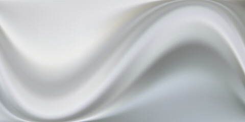 Fototapeta premium Texture of white yogurt, milk or cream surface. Abstract background with soft silk fabric, liquid yoghurt, dairy product or cosmetic creme, vector realistic illustration. 3D Illustration