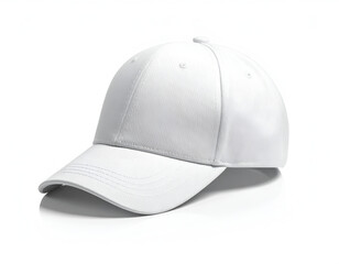Fototapeta premium Plain white baseball cap on a clean white background