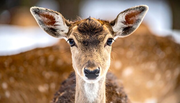 Close-up of a deer in winter