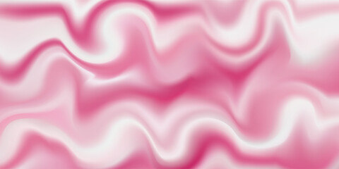Pink strawberry yogurt or ice cream surface texture with wave pattern. Milk creamy sweet fruit and berry product. Soft and frozen sorbet or dairy pudding smooth top. Realistic vector background. © Qiana