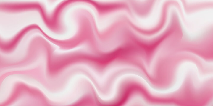 Pink strawberry yogurt or ice cream surface texture with wave pattern. Milk creamy sweet fruit and berry product. Soft and frozen sorbet or dairy pudding smooth top. Realistic vector background.
