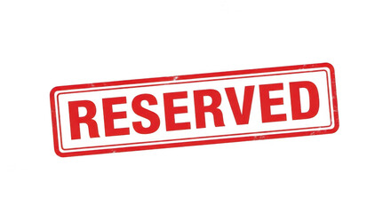 Red reserved rubber stamp sign with a rectangle border frame isolated png