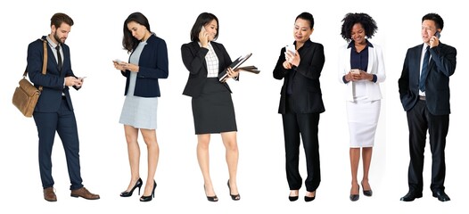Obraz premium Diverse professionals using technology