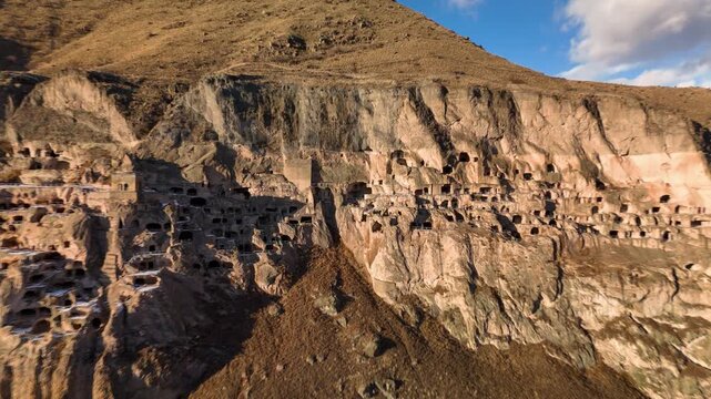 The Vardzia cave monastery complex was built in the 12th-13th centuries. Georgia