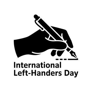 International left-handers day, left hand writing with pen icon vector illustration
