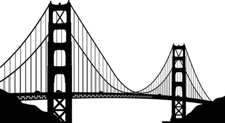 Obraz premium Silhouette depiction of the iconic Golden Gate Bridge in San Francisco, California.