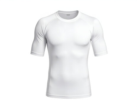 Clean white short-sleeved form-fitting athletic t-shirt