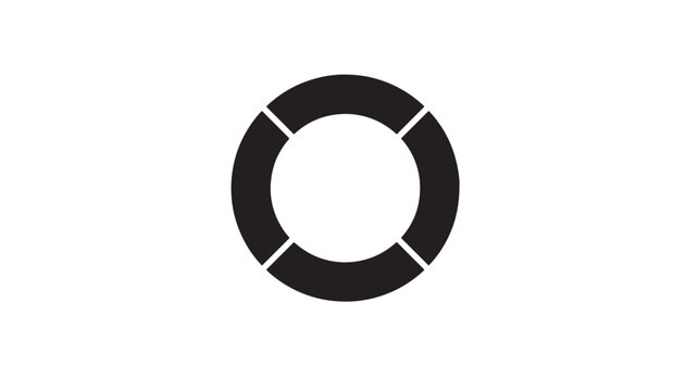 Circle segmented icon with negative space and clean, modern design, ideal for progress or status indicators.