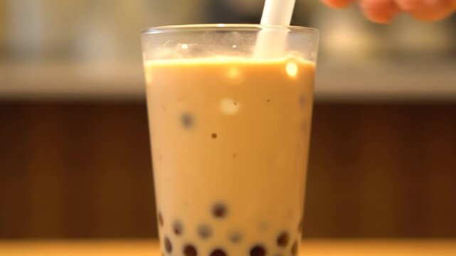 Delicious Boba Tea - A Refreshing Drink with Tapioca Pearls.
