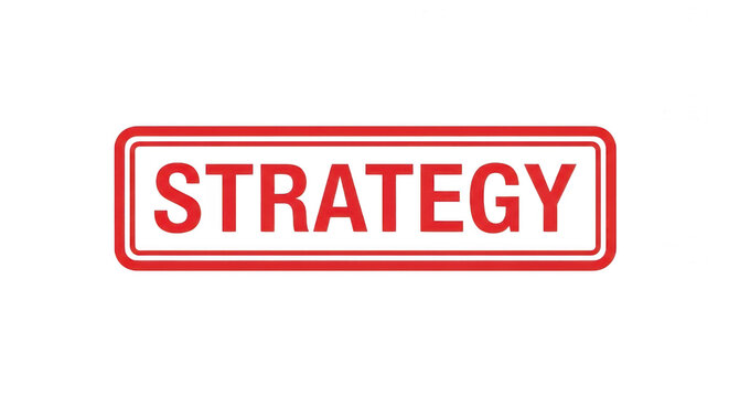 Red rubber stamp with the word strategy printed in bold letters isolated png