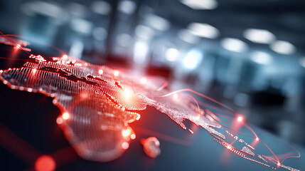 Obraz premium Wide bright concept visualization of a money laundering investigation a glowing transaction network map with flagged financial flow nodes highlighted in vivid red financial