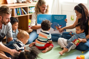 Children's storytime group interaction
