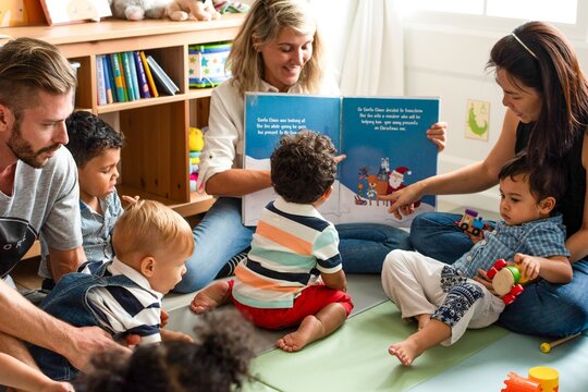 Children's storytime group interaction