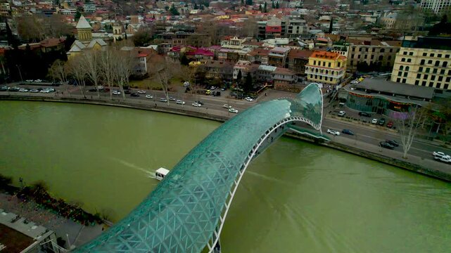 The Peace Bridge across the Mtkvari River in Tbilisi, Georgia
