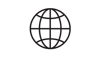 Obraz premium Globe icon with black outline, symbolizing internet and global connection on a white background for digital use.
