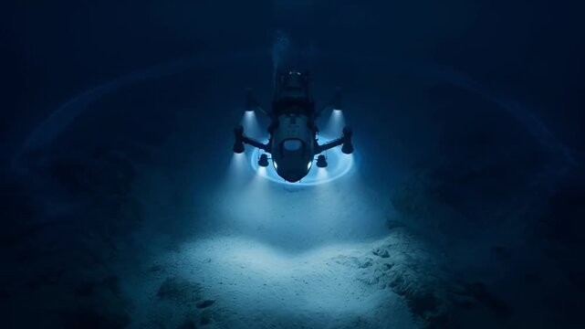 Futuristic vehicle levitating in a blue holographic circle