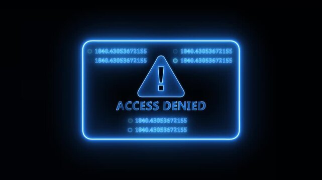 Secure system interface blocking unauthorized entry with access denied warning displayed on futuristic cybersecurity control dashboard