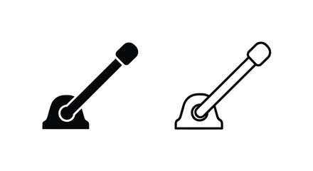 Two black minimalist icons depicting a joystick or control lever © Mama