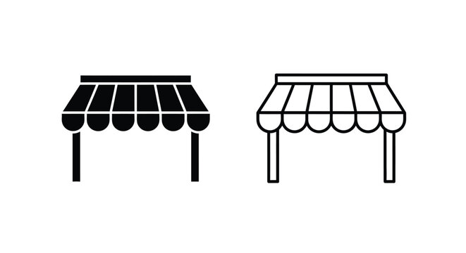 Two black and white illustrations of awning structures side by side