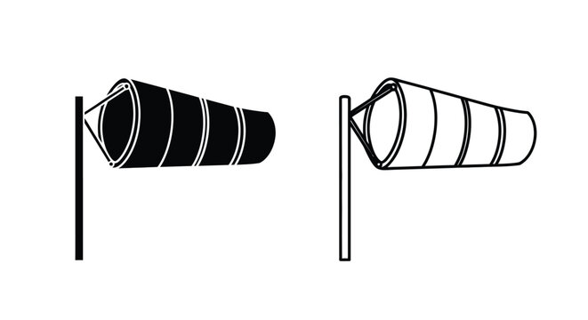Two windsock illustrations depicting different wind conditions or perspectives