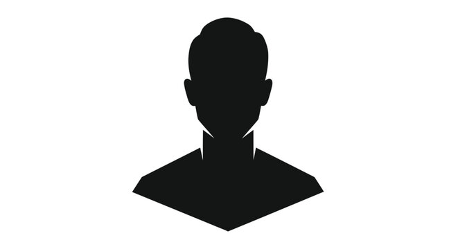 Simple black silhouette of a man s head and shoulders facing forward