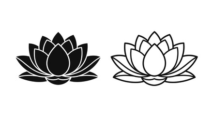 Fototapeta premium Two lotus flower silhouettes one dark one light side by side