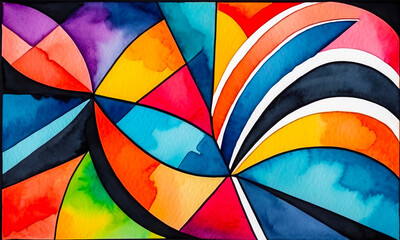 Fototapeta premium Bright watercolor background with abstract colorful pattern